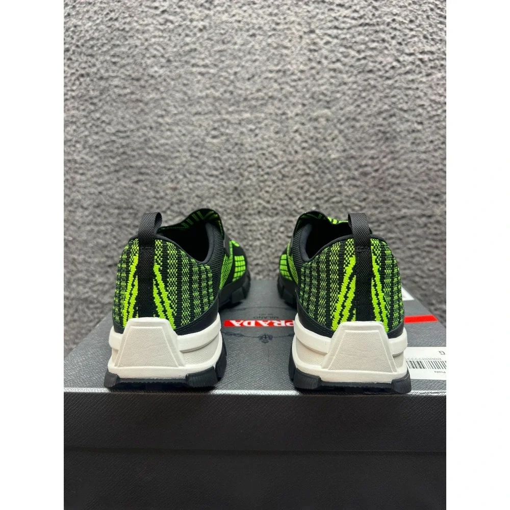 NWB Prada Crossection Low Top Slip On Sneakers Black Yellow Mens Size 7 UK
